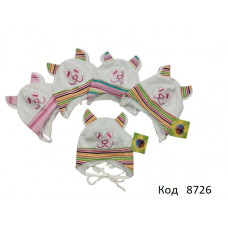 NUS Шапка трикотажна для дівчинки (на зав'язках) КИЦЯ 38-40р.  5шт