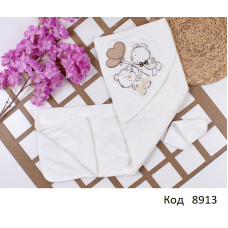 Tr Рушник куточок+рукавичка махра Babyline 9-583 "Ведмедики"  1 шт