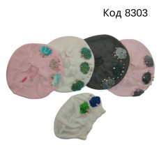 -- "Нікола"Берет в'язаний для дівчинки 15V4  (р.8/9років) 5шт