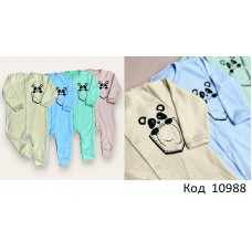 ЛС Комбінезон рубчик рапорт відкриті ніжки"Панда" 74,80,86,92 Блакитний   4 шт