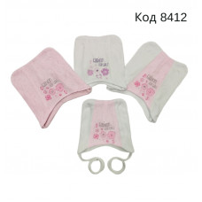 Шапка в'язана на трикотажі для дівчинки (на зав'язках)"Бабасик""Машуня" 40,42,44,46    4 шт.