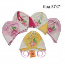 -- Maika Шапка трикотажна для дівчинки (на зав'язках) Польща  Хвостик 40  10(5)шт